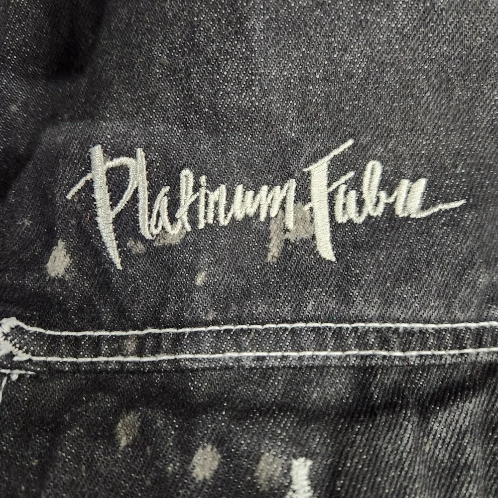 Vintage Platinum FUBU Mens Black Acid Splash Denim Jacket‎ Size L